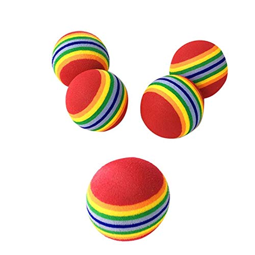 QWEQWE Mascota Gato Perro Juguete Bola Masticar Juguete Mascota Gatito Perro Juguete Bola Arco Iris elástico Caucho 3.5 cm diversión Mascota Fidget Juguete Bola Mascotas Products (Color : 3 pcs)