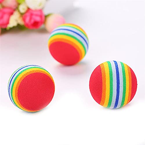 QWEQWE Mascota Gato Perro Juguete Bola Masticar Juguete Mascota Gatito Perro Juguete Bola Arco Iris elástico Caucho 3.5 cm diversión Mascota Fidget Juguete Bola Mascotas Products (Color : 3 pcs)