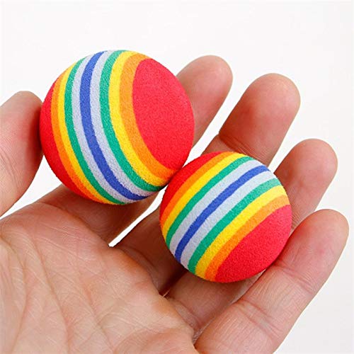 QWEQWE Mascota Gato Perro Juguete Bola Masticar Juguete Mascota Gatito Perro Juguete Bola Arco Iris elástico Caucho 3.5 cm diversión Mascota Fidget Juguete Bola Mascotas Products (Color : 3 pcs)