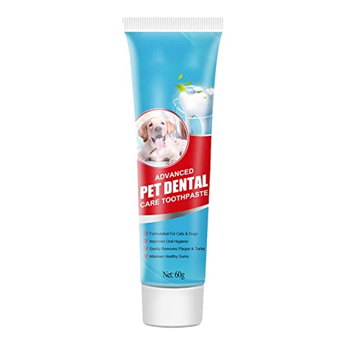 QYEW Pasta de Dientes para Perros 2 oz Limpiador para cepillar con Sabor a Menta Calmante eficaz | Pasta de Dientes Fresh Breath Dental Care diseñada para Ayudar a prevenir el sarro y Eliminar
