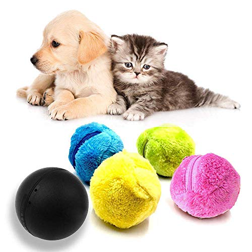 Qyoung Juguete eléctrico para perros, bola mágica con 4 mangas suaves, juguete automático para mascotas, para mantener a tu gato o perro interesado y limpio el suelo