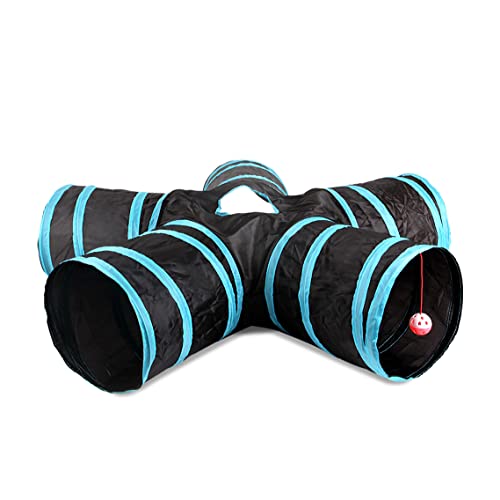 QYXY Gato Jugar Túnel Casa del Laberinto, Túnel para Gatos, Juguete con Pompón Y Campanas para Gato, Túnel Plegable Y Juguetes para Gatos con Bolsa De Almacenamiento para Cachorro De Conejo Gatito