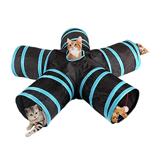 QYXY Gato Jugar Túnel Casa del Laberinto, Túnel para Gatos, Juguete con Pompón Y Campanas para Gato, Túnel Plegable Y Juguetes para Gatos con Bolsa De Almacenamiento para Cachorro De Conejo Gatito