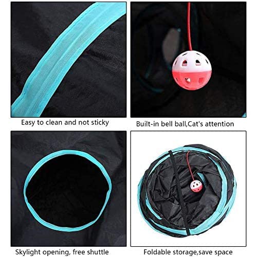 QYXY Túnel para Gatos, Juguete con Pompón Y Campanas para Gato, Gato Jugar Túnel Casa del Laberinto, Túnel Plegable Y Juguetes para Gatos con Bolsa De Almacenamiento para Cachorro De Conejo Gatito
