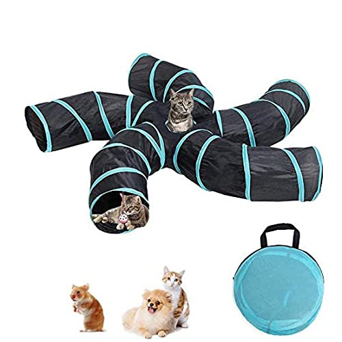QYXY Túnel para Gatos, Juguete con Pompón Y Campanas para Gato, Gato Jugar Túnel Casa del Laberinto, Túnel Plegable Y Juguetes para Gatos con Bolsa De Almacenamiento para Cachorro De Conejo Gatito