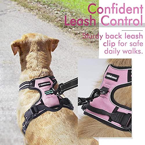 rabbitgoo Arnés Perro Pecho Grande Chalecos Acolchados Mascotas Arnés Antitirones Anillos Cuerda Malla Respirable Correas reflectores Ajustables Color Rosa Tamaño XL Extra Grande