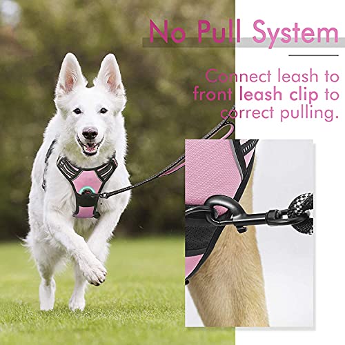 rabbitgoo Arnés Perro Pecho Grande Chalecos Acolchados Mascotas Arnés Antitirones Anillos Cuerda Malla Respirable Correas reflectores Ajustables Color Rosa Tamaño XL Extra Grande