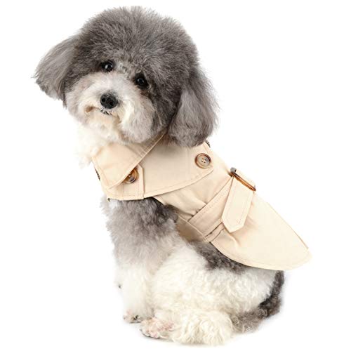 Ranphy - Abrigo para perros pequeños para niños y niñas, ropa de cachorro, chaqueta para mascotas cálida, estilo británico, suéter para perrito, otoño para Chihuahua Yorkshire Terrier Khaki M