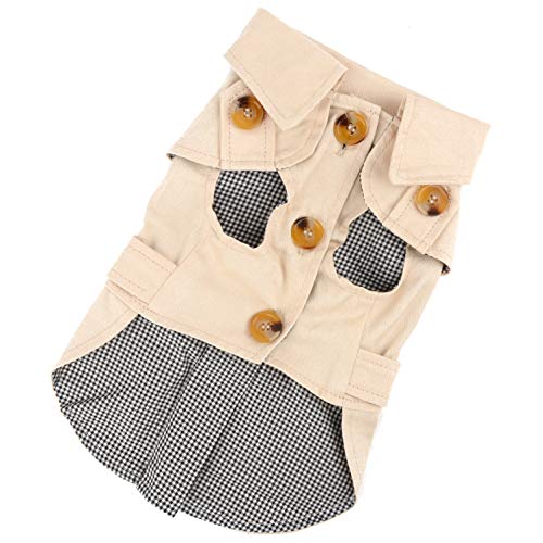 Ranphy - Abrigo para perros pequeños para niños y niñas, ropa de cachorro, chaqueta para mascotas cálida, estilo británico, suéter para perrito, otoño para Chihuahua Yorkshire Terrier Khaki M