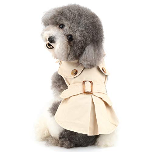 Ranphy - Abrigo para perros pequeños para niños y niñas, ropa de cachorro, chaqueta para mascotas cálida, estilo británico, suéter para perrito, otoño para Chihuahua Yorkshire Terrier Khaki M