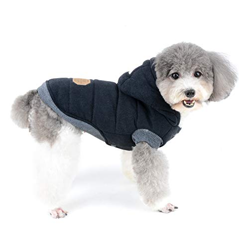 Ranphy Chaquetas de forro polar de algodón para perros pequeños, con capucha para cachorro, gato, abrigo de invierno de 2 patas trajes con capucha, chaleco suave, ropa para chihuahua, caniche