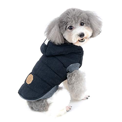 Ranphy Chaquetas de forro polar de algodón para perros pequeños, con capucha para cachorro, gato, abrigo de invierno de 2 patas trajes con capucha, chaleco suave, ropa para chihuahua, caniche