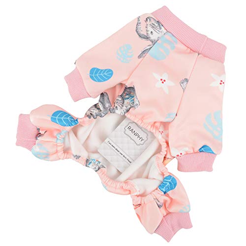 Ranphy Pijamas de perro pequeño para niño y niña, cálido mono mono para perrito gato, pijama de 4 patas, camisa con pantalón de algodón suave, ropa de dormir, ropa de mascota, rosa S