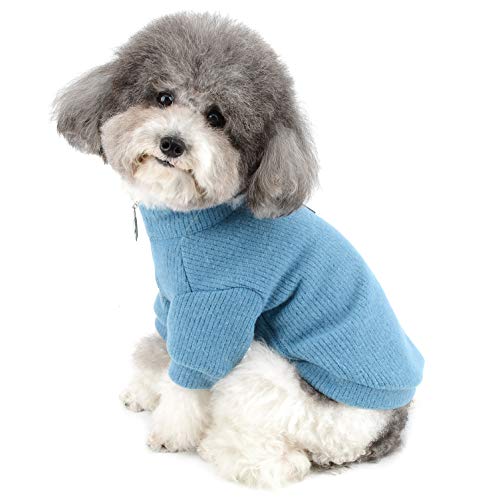Ranphy Ropa de algodón para mascotas para perro pequeño suéter cachorro gato cuello tortuga abrigo media cremallera suéter abrigo invierno otoño ropa moda suéter para clima frío S oscuro