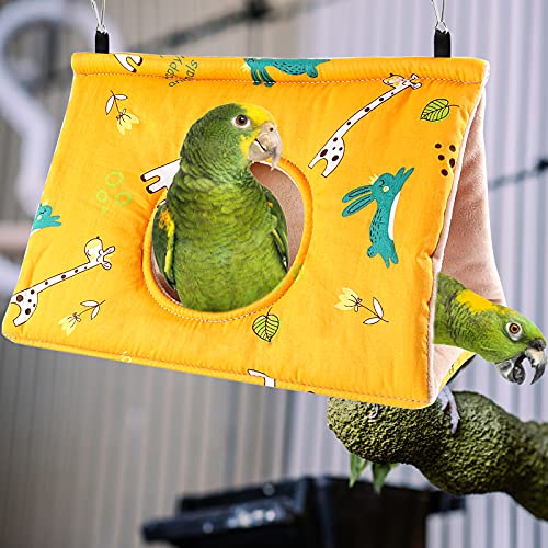 RANYPET Casa de nido de pájaros cálida para invierno – Hamaca de terciopelo, cabañas, jaula de peluche para pájaros, escondite para dormir Fuzzy para cacatúas gris y otros loros Amazonas grande