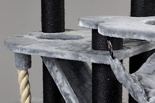 Rascador grande para gatos XXL Cat Penthouse Blackline Crown gris claro, árbol rascador para gatos grandes para maine coon, gato pesado, trepador para rascar muebles gruesos