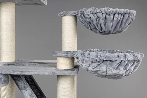 Rascador grande para gatos XXL Cat Penthouse Plus, color gris claro, árbol rascador para gatos Maine Coon, árbol para gatos grandes, árbol pesado, gato trepador para rascar muebles gruesos
