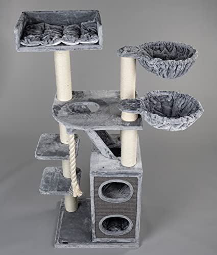 Rascador grande para gatos XXL Cat Penthouse Plus, color gris claro, árbol rascador para gatos Maine Coon, árbol para gatos grandes, árbol pesado, gato trepador para rascar muebles gruesos