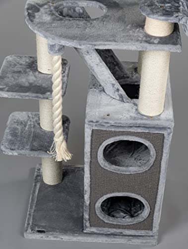 Rascador grande para gatos XXL Cat Penthouse Plus, color gris claro, árbol rascador para gatos Maine Coon, árbol para gatos grandes, árbol pesado, gato trepador para rascar muebles gruesos