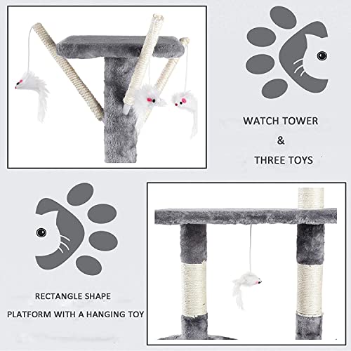 Rascador para Gatos Grandes, Árbol Rascador Escalador para Gatos, Árbol para Gatos Rascador Grande con Nidos Plataformas Casetas Ratón de Juego, para Jugar y Descansar en Interiores (Gris)