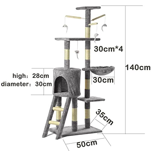 Rascador para Gatos Grandes, Árbol Rascador Escalador para Gatos, Árbol para Gatos Rascador Grande con Nidos Plataformas Casetas Ratón de Juego, para Jugar y Descansar en Interiores (Gris)
