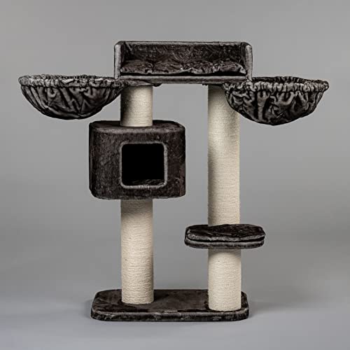 Rascador para gatos grandes Devon Rex Plus XXL Taupe 15 cm de diámetro, troncos 70 x 50 x 120 cm y estable 30 kg, para gatos grandes y pesados