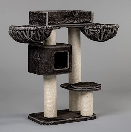 Rascador para gatos grandes Devon Rex Plus XXL Taupe 15 cm de diámetro, troncos 70 x 50 x 120 cm y estable 30 kg, para gatos grandes y pesados