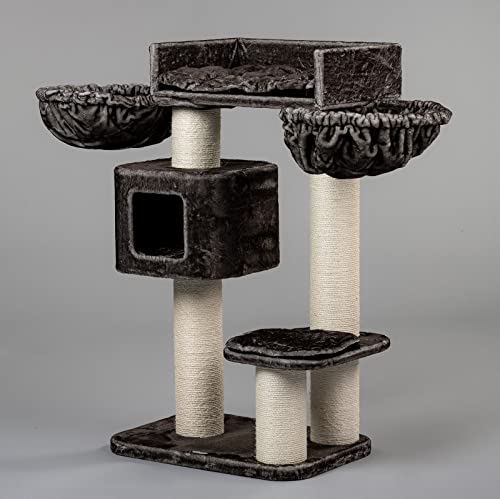 Rascador para gatos grandes Devon Rex Plus XXL Taupe 15 cm de diámetro, troncos 70 x 50 x 120 cm y estable 30 kg, para gatos grandes y pesados