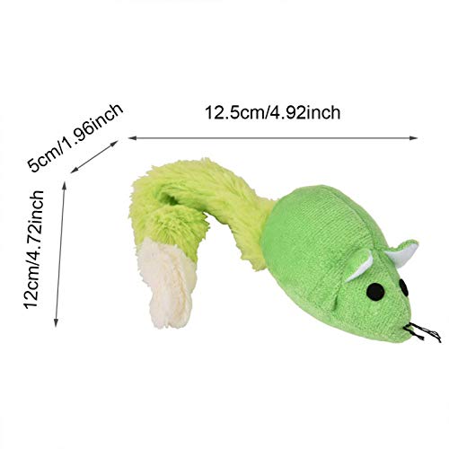 Ratón de Cola Larga para Mascotas, Juguetes para Gatos, Juguetes de Hierba gatera, Tela de Felpa Corta súper Suave, Color Brillante para aliviar el estrés en los Gatos(Green)