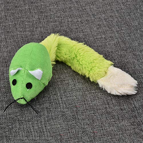 Ratón de Cola Larga para Mascotas, Juguetes para Gatos, Juguetes de Hierba gatera, Tela de Felpa Corta súper Suave, Color Brillante para aliviar el estrés en los Gatos(Green)