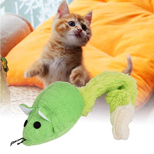 Ratón de Cola Larga para Mascotas, Juguetes para Gatos, Juguetes de Hierba gatera, Tela de Felpa Corta súper Suave, Color Brillante para aliviar el estrés en los Gatos(Green)
