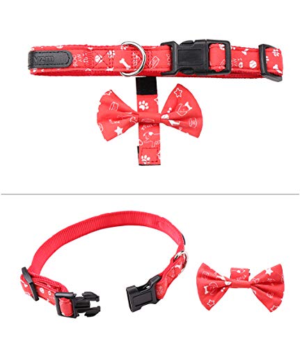 Rayzm Collar de Algodón/Correa y Pañuelo Set de 3PC para Perros Pequeños, Collar con Pajarita Extraíble, Bandana de Cuello Ajustable para Perros, Gatos y Mascotas（XS）