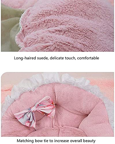 Rcsinway Cama para mascotas Cama para mascotas Cute Bow Princess Dog Bed Winter Soft Puppy Bed Sofa Warm Cat Bed House Teddy Pet Bed para perros Gatos Cachorro Sofá Nido de mascotas (Color: B)
