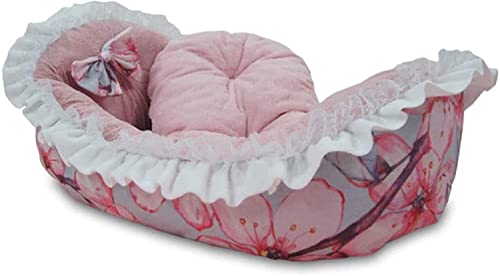 Rcsinway Cama para mascotas Cama para mascotas Cute Bow Princess Dog Bed Winter Soft Puppy Bed Sofa Warm Cat Bed House Teddy Pet Bed para perros Gatos Cachorro Sofá Nido de mascotas (Color: B)