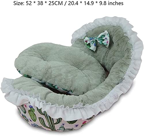 Rcsinway Cama para mascotas Cama para mascotas Cute Bow Princess Dog Bed Winter Soft Puppy Bed Sofa Warm Cat Bed House Teddy Pet Bed para perros Gatos Cachorro Sofá Nido de mascotas (Color: B)