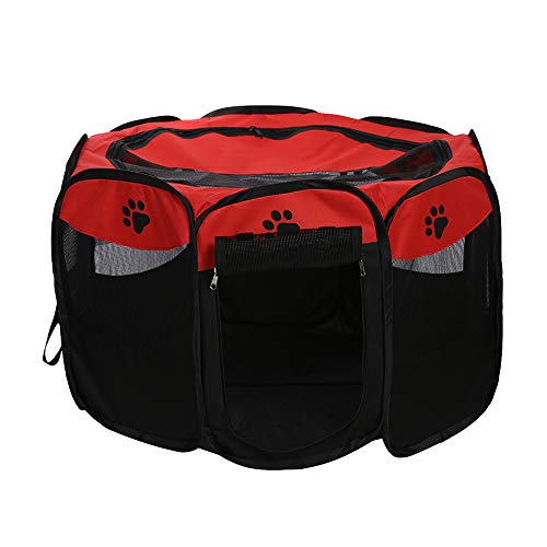 Recinto Plegable Corralito para Mascotas Perros Gatos Pequeños Portátil Impermeable Malla de Aire Oxford Tienda de Campaña Casa de Juegos para Campamentos Picnics Casa Montaje Rápido（Rojo 72x72x43cm）