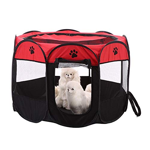Recinto Plegable Corralito para Mascotas Perros Gatos Pequeños Portátil Impermeable Malla de Aire Oxford Tienda de Campaña Casa de Juegos para Campamentos Picnics Casa Montaje Rápido（Rojo 72x72x43cm）