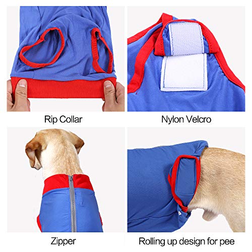 Recuperación de perro traje quirúrgico Camisa de recuperación para, cuello en forma de cono alternativo para mascotas traje quirúrgico postoperatorio heridas abdominales para evitar lamer(Azul,m)