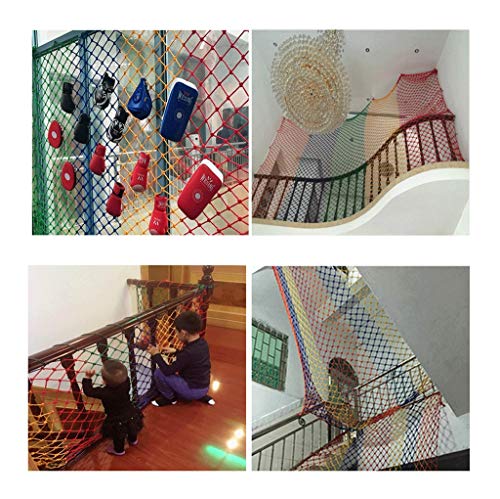 Red de Seguridad para Balcones y Ventanas, Escalera de Seguridad Roja Gimnasio Colgando Loro Pared de Malla Protectora Multicolor Balcón Decorativo Neta Barandilla Niños Gato Red Multicolor (tamaño: C