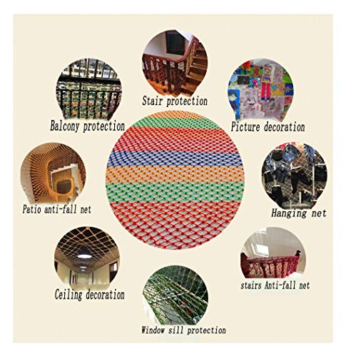 Red de Seguridad para Balcones y Ventanas, Escalera de Seguridad Roja Gimnasio Colgando Loro Pared de Malla Protectora Multicolor Balcón Decorativo Neta Barandilla Niños Gato Red Multicolor (tamaño: C