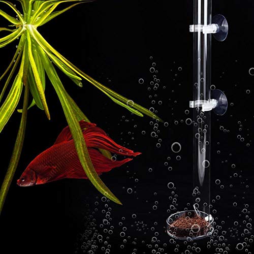 Redxiao 【𝐕𝐞𝐧𝐭𝐚 𝐑𝐞𝐠𝐚𝐥𝐨 𝐏𝐫𝐢𝐦𝐚𝒗𝐞𝐫𝐚】 Tubo de alimentación de Acuario, con 2 ventosas, alimentador de pecera Transparente, Duradero con Bandeja para Peces(Tube Length 40cm)