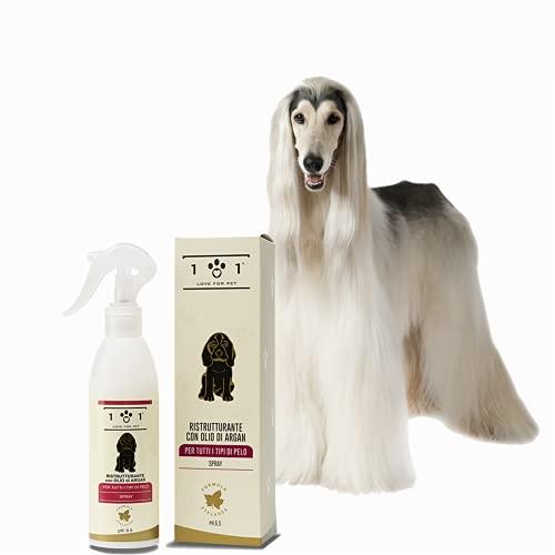 Reestructuración del Pelo con Aceite de argán Natural, 250ml - Regenera el Pelo seco y frágil - Pulido y desenredado - Apto para Todo Tipo de Pelo - para Perros o Gatos, Linea 101