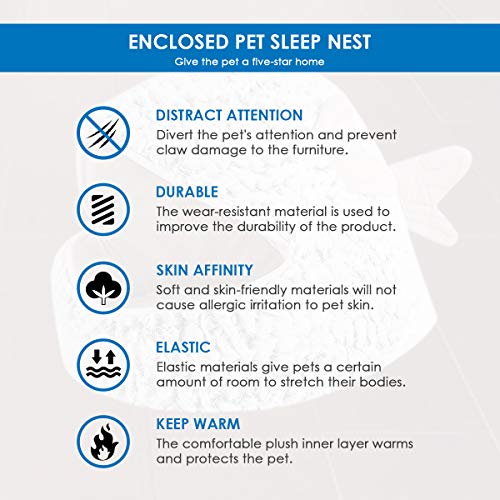 Rehomy Cama de dormir para mascotas, con forma de pez dorado, lavable, cálida, suave, acogedora, para mascotas, cueva, gato, saco de dormir con cojín extraíble para perros pequeños, gatos y gatitos