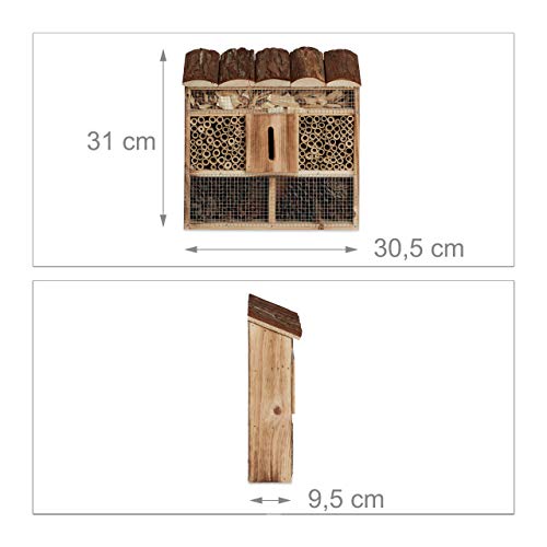 Relaxdays Insektenhotel Zum Aufhängen, Bienenhotel, Schmetterlingshaus, Geflämmtes Holz, HBT: 31 x 3 Casa para Insectos, Marrón, 9.5x30.5x31 cm