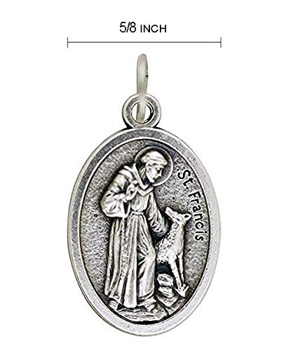 Religious Gifts St Francis Dog Tag - Saint Francis of Assisi Silver Tone Pet Medal, 1 Inch