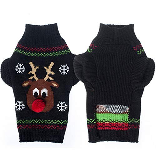 Reno De La Historieta Perro Suéteres De Navidad del Gato del Animal Doméstico De Géneros De Punto De Invierno Ropa De Abrigo, Los Trajes De Halloween Thanksgiving Navidad para Gato Cachorro,XXS