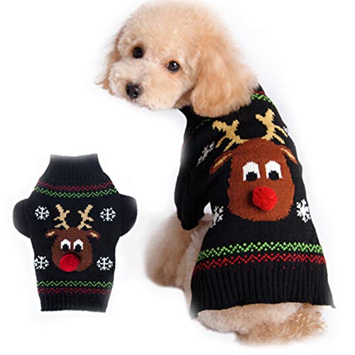 Reno De La Historieta Perro Suéteres De Navidad del Gato del Animal Doméstico De Géneros De Punto De Invierno Ropa De Abrigo, Los Trajes De Halloween Thanksgiving Navidad para Gato Cachorro,XXS