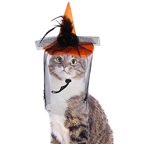 RESOYE Gorro de disfraz de Halloween, 2 unidades para mascotas, disfraz de bruja, gorro de gato, gorro de Navidad, Halloween, gorro de mascota para gato, perro, cachorro, festival de animales