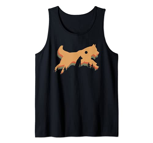 Retro Dueño De Perro Bosque Árbol Naturaleza Husky Siberiano Camiseta sin Mangas