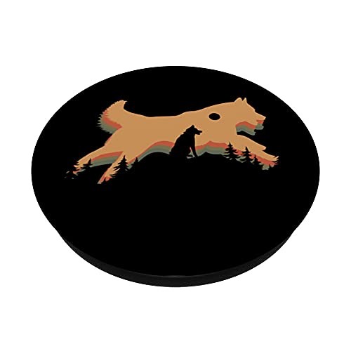 Retro Dueño De Perro Bosque Árbol Naturaleza Husky Siberiano PopSockets PopGrip: Agarre intercambiable para Teléfonos y Tabletas